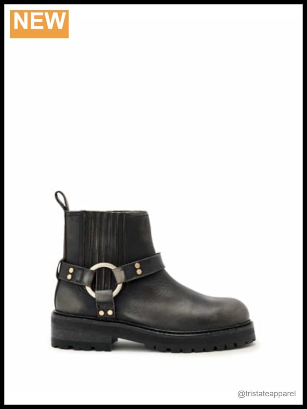 Womens Leather Mid-Calf Pull-On Motorcycle Boots